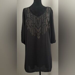 BeBop, Long Sleeve Black Dress Silver And Rose Gold Studded Detailing, Size XL